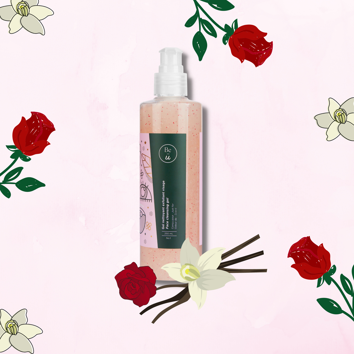Gel nettoyant St-Valentin-Rose & vanille